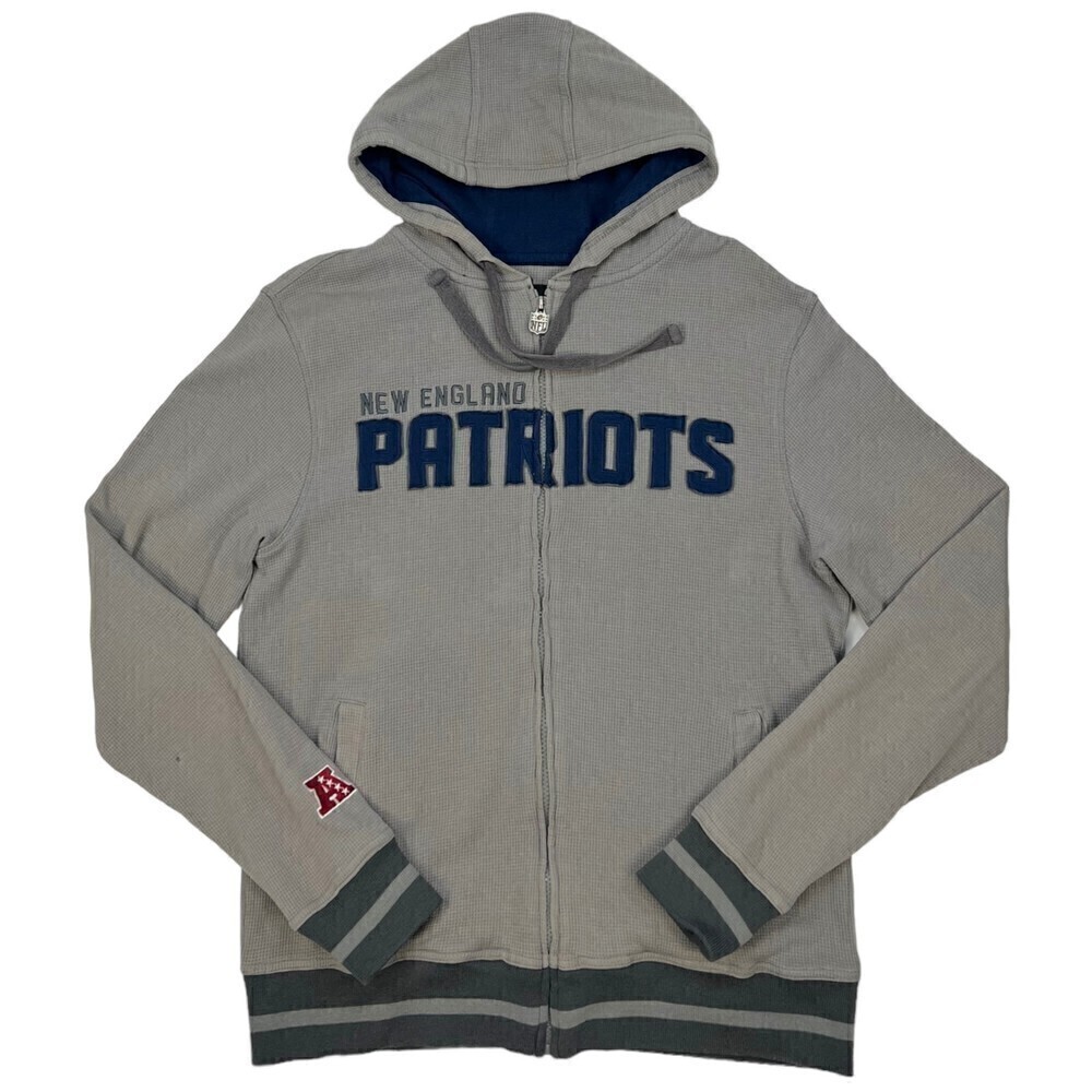 NFL Pro Line Men's New England Patriots Full Zip Thermal Hoodie Gray Small